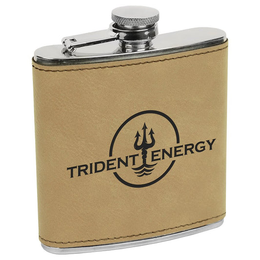 6 oz  Stainless  Steel  Flask  with Leatherette